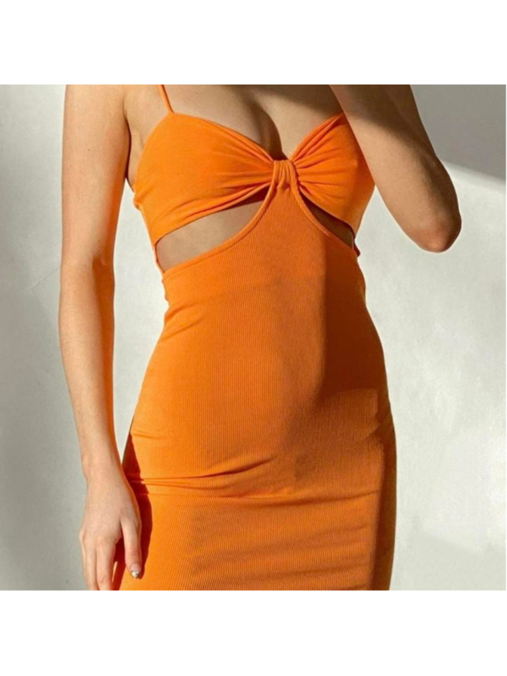 Women's Princess Polly Orange Ribbed Cut-Out Mini Dress Size 2